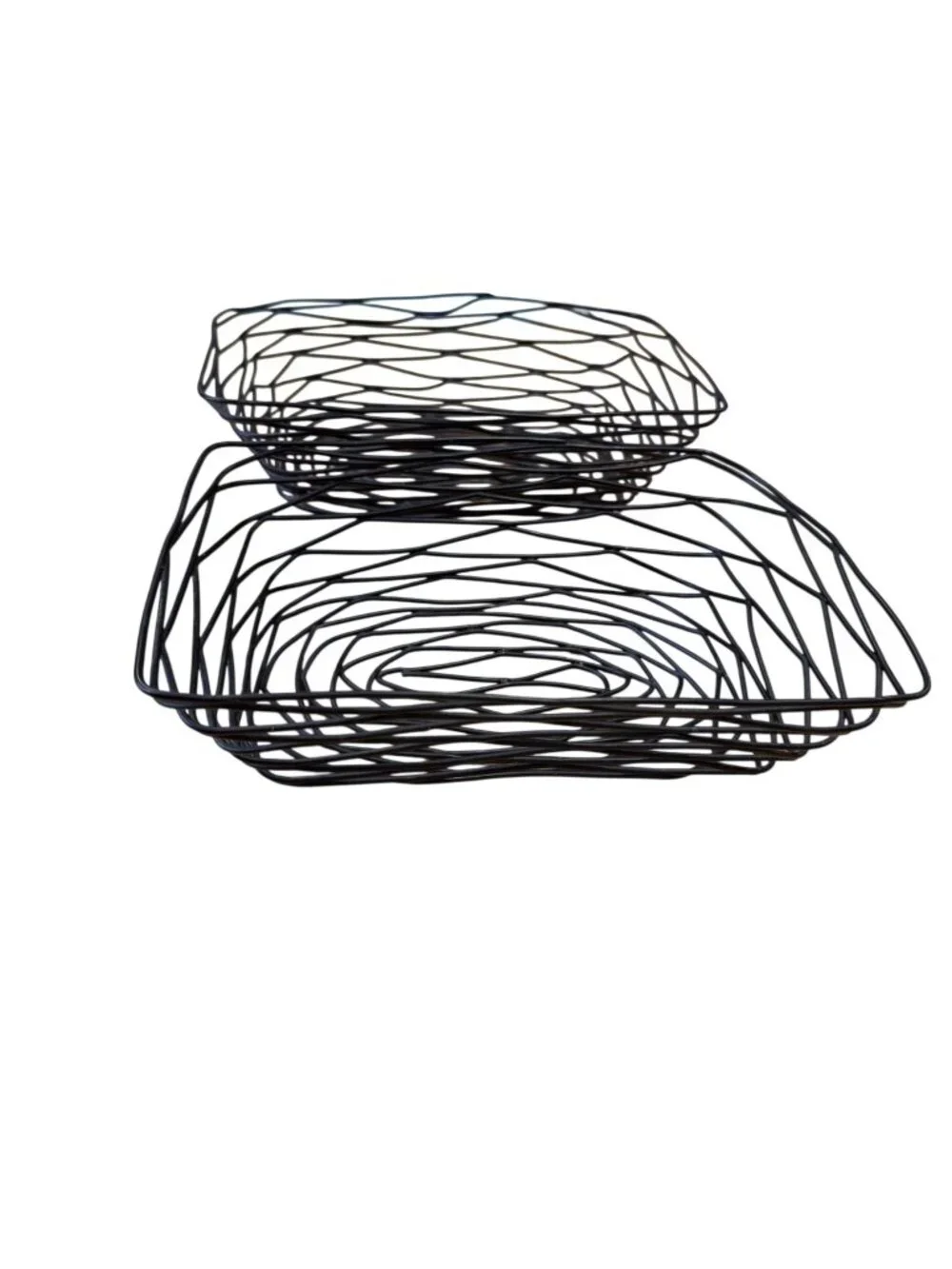 Artisan Metal Wire Basket Set Black Nesting Open Grid Tablecract collection Mode